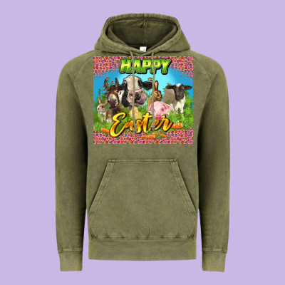 Happy Easter Farm Animals 20oz Skinny Vintage Hoodie Designed By Lillyallendesigns