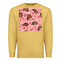 Antique Gold valentines day strawberries in cream seamless pattern Premium Sweatshirt - BundleAndBundleShop