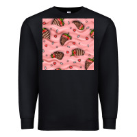 Black valentines day strawberries in cream seamless pattern Premium Sweatshirt - BundleAndBundleShop