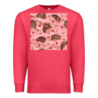 Cardinal valentines day strawberries in cream seamless pattern Premium Sweatshirt - BundleAndBundleShop