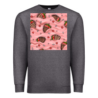 Charcoal Heather valentines day strawberries in cream seamless pattern Premium Sweatshirt - BundleAndBundleShop