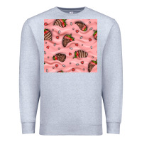 Heather Grey valentines day strawberries in cream seamless pattern Premium Sweatshirt - BundleAndBundleShop