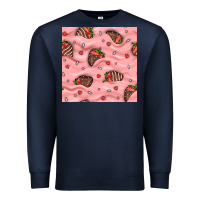Navy valentines day strawberries in cream seamless pattern Premium Sweatshirt - BundleAndBundleShop