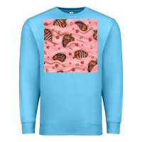 Ocean Blue valentines day strawberries in cream seamless pattern Premium Sweatshirt - BundleAndBundleShop