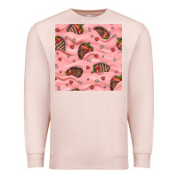 Pale Pink valentines day strawberries in cream seamless pattern Premium Sweatshirt - BundleAndBundleShop
