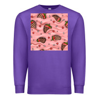 Purple valentines day strawberries in cream seamless pattern Premium Sweatshirt - BundleAndBundleShop