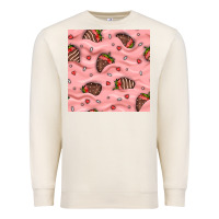 Sandshell valentines day strawberries in cream seamless pattern Premium Sweatshirt - BundleAndBundleShop