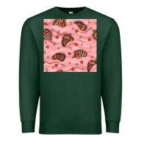 Sports Green valentines day strawberries in cream seamless pattern Premium Sweatshirt - BundleAndBundleShop