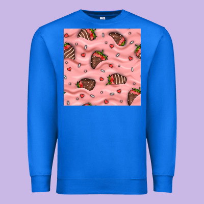 Valentines Day Strawberries In Cream Seamless Pattern Premium Sweatshirt Designed By Bundleandbundleshop