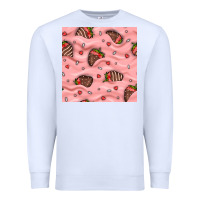 White valentines day strawberries in cream seamless pattern Premium Sweatshirt - BundleAndBundleShop