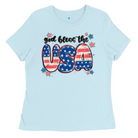Baby Blue god bless america Ladies Tee - MaliasSmallBusiness