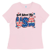 Bubblegum Pink god bless america Ladies Tee - MaliasSmallBusiness