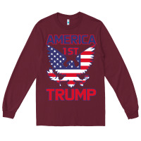 Burgundy Trump America First Eagle Long Sleeve Tee - Bettercallsaul