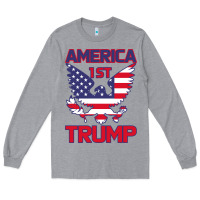 Heather Grey Trump America First Eagle Long Sleeve Tee - Bettercallsaul