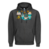 Charcoal Heather jesus coffee cups Zipper Hoodie - OliviaCreatesArt