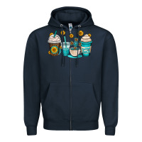 Navy jesus coffee cups Zipper Hoodie - OliviaCreatesArt