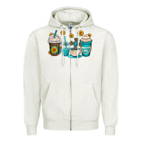 Oatmeal Heather jesus coffee cups Zipper Hoodie - OliviaCreatesArt