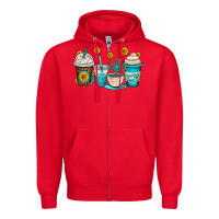 Red jesus coffee cups Zipper Hoodie - OliviaCreatesArt