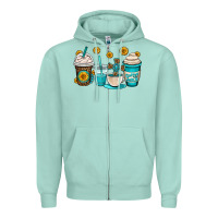 Seafoam jesus coffee cups Zipper Hoodie - OliviaCreatesArt