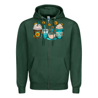 Sports Green jesus coffee cups Zipper Hoodie - OliviaCreatesArt