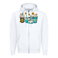 White jesus coffee cups Zipper Hoodie - OliviaCreatesArt