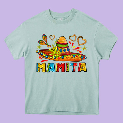 Mamita And Sombrero With Lime Flowers Heavy Core Tee Designed By Adodesignshop