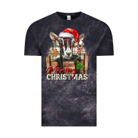 Cloud Black Merry Christmas Alpine Goat Vintage Tee - LillyAllenDesigns