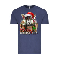Vintage Denim Merry Christmas Alpine Goat Vintage Tee - LillyAllenDesigns