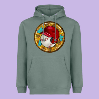 Baseball With Sunflower Round Earrings Heavyweight Hoodie Designed By Bundleandbundleshop