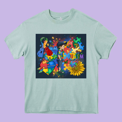 Autism Awareness Heavy Core Tee Designed By Maliassmallbusiness