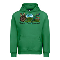 Emerald Peace Love Peacock Urban Hoodie - LillyAllenDesigns
