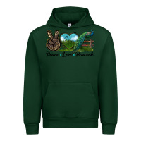 Forest Green Peace Love Peacock Urban Hoodie - LillyAllenDesigns