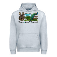 Heather Grey Peace Love Peacock Urban Hoodie - LillyAllenDesigns