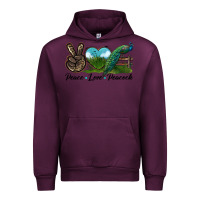 Mauve Wine Peace Love Peacock Urban Hoodie - LillyAllenDesigns