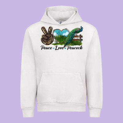 Peace Love Peacock Urban Hoodie Designed By Lillyallendesigns