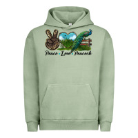 Pigment Oil Green Peace Love Peacock Urban Hoodie - LillyAllenDesigns