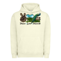 Pigment Pistachio Peace Love Peacock Urban Hoodie - LillyAllenDesigns