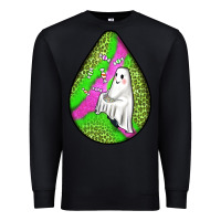 Black halloween ghost teardrop Premium Sweatshirt - BundleAndBundleShop