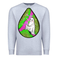 Heather Grey halloween ghost teardrop Premium Sweatshirt - BundleAndBundleShop