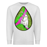 Oatmeal Heather halloween ghost teardrop Premium Sweatshirt - BundleAndBundleShop
