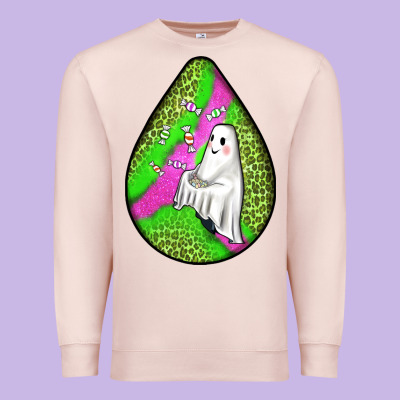 Halloween Ghost Teardrop Premium Sweatshirt Designed By Bundleandbundleshop