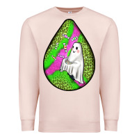 Pale Pink halloween ghost teardrop Premium Sweatshirt - BundleAndBundleShop