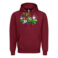 Burgundy mardi gras gnomes truck Zipper Hoodie - OliviaCreatesArt