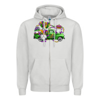 Dove Grey mardi gras gnomes truck Zipper Hoodie - OliviaCreatesArt