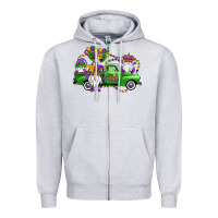 Heather Grey mardi gras gnomes truck Zipper Hoodie - OliviaCreatesArt