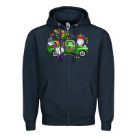 Navy mardi gras gnomes truck Zipper Hoodie - OliviaCreatesArt