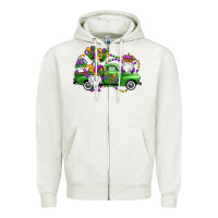Oatmeal Heather mardi gras gnomes truck Zipper Hoodie - OliviaCreatesArt