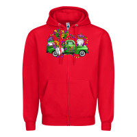 Red mardi gras gnomes truck Zipper Hoodie - OliviaCreatesArt