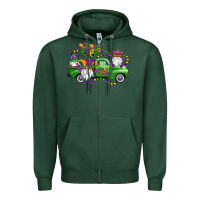 Sports Green mardi gras gnomes truck Zipper Hoodie - OliviaCreatesArt