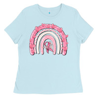 Baby Blue breast cancer  rainbow Ladies Tee - MaliasSmallBusiness